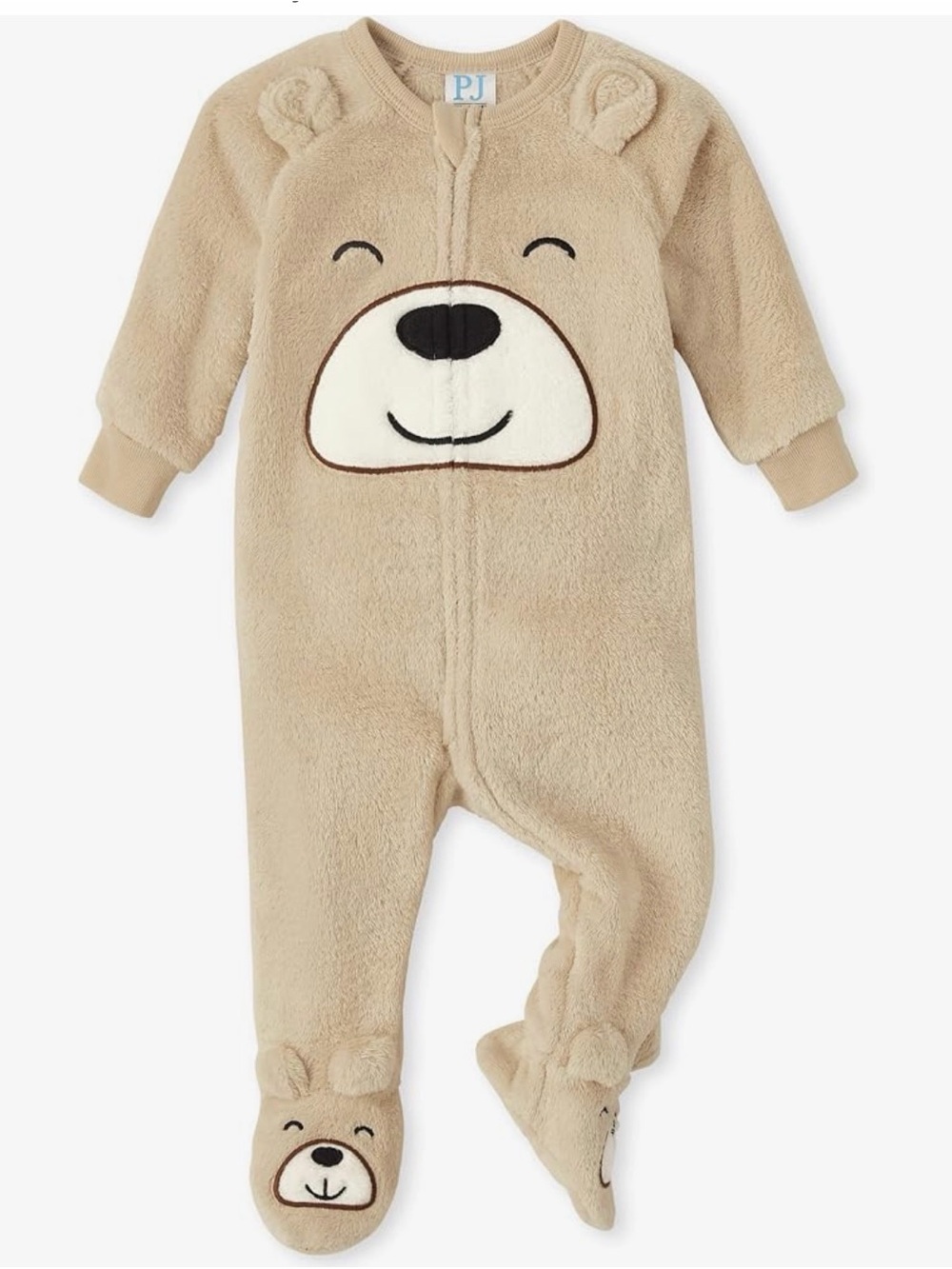 The Children's Place Beige Bear Fleece Footed One-Piece